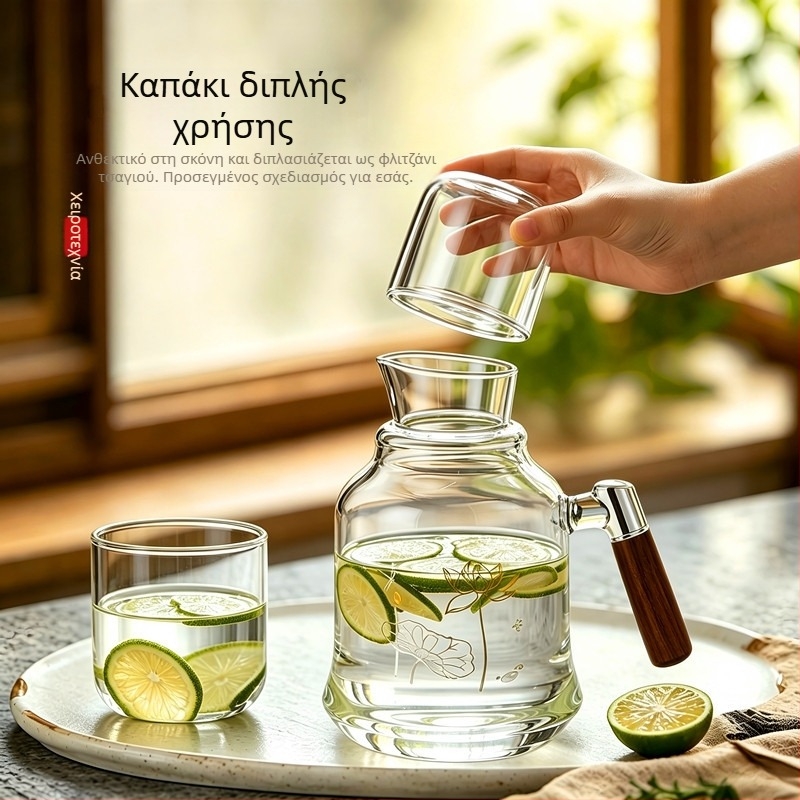 Τσαγιέρα από βορσιλιτικό γυαλί με μεγάλη χωρητικότητα, ανθεκτικό στην θερμότητα, για οικία και εστιατόρια, κανάτα φρούτων τσαγιού