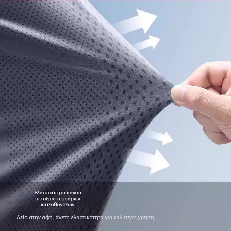 Ανδρικό μακρυμάνικο T‑shirt Ice Silk, ελαφρύ, γρήγορο στέγνωμα, UV προστασία, διαπνέον για καλοκαίρι, για τρέξιμο και γυμναστική