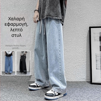 Ανδρικά τζιν σε αμερικανικό street style, άνοιξη-καλοκαίρι, νέο στυλ, ίσια γραμμή, χαλαρή εφαρμογή, φαρδιά παντελόνια, ρετρό casual