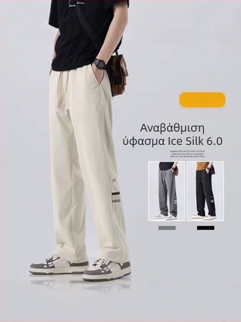 Ανδρικά casual παντελόνια Ice-Silk με γρήγορο στέγνωμα, καλοκαιρινή άνεση, χαλαρή γραμμή και ίσιο πόδι, νέο μοντέρνο στυλ για νέους