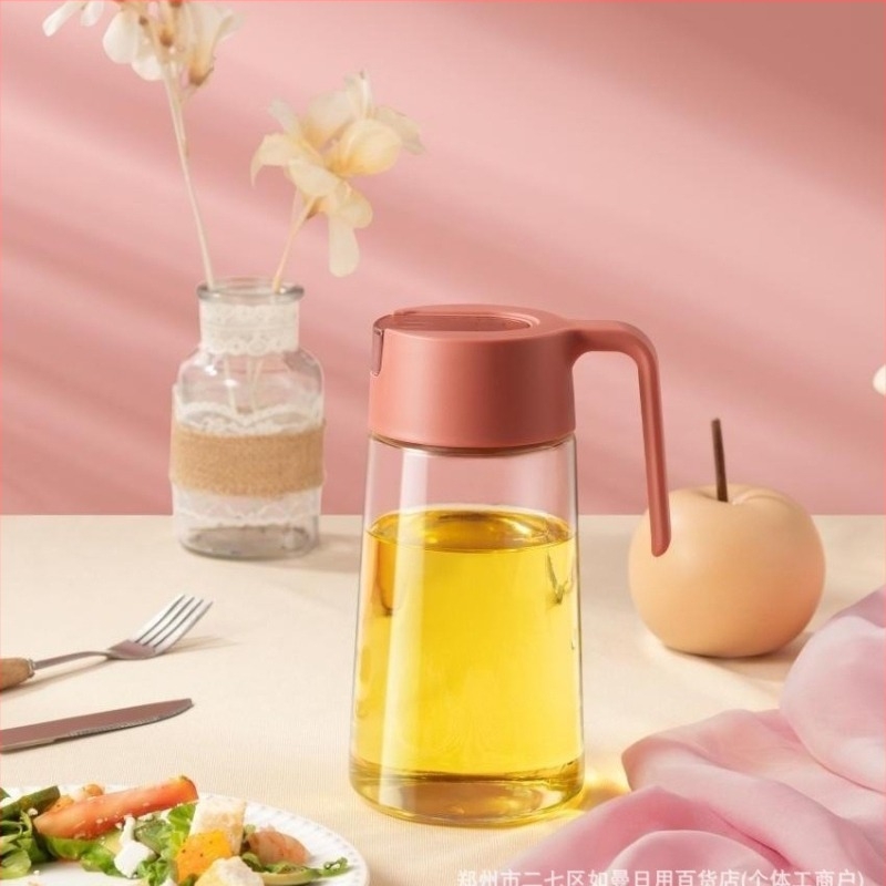 Σετ γυάλινο μπουκάλι λαδιού και βάζα μπαχαρικών