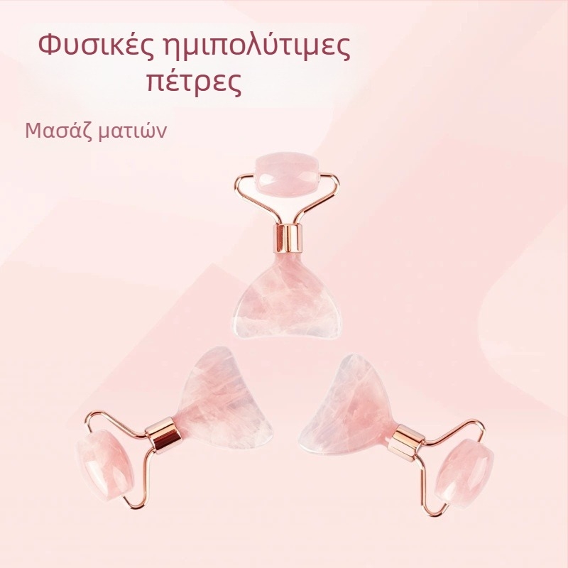 Μικρός μασάζ ματιών από ροζ κρύσταλλο και γουά-σα – διπλής λειτουργίας συσκευή ομορφιάς