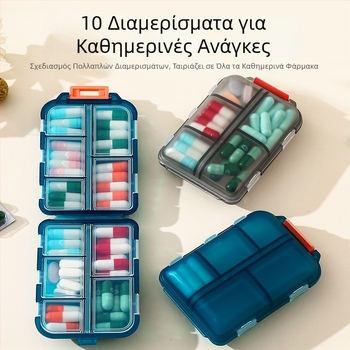 Φορητός εβδομαδιαίος διαμεριστής φαρμάκων με τρεις ημερήσιες δόσεις και καπάκι με διαμερίσματα