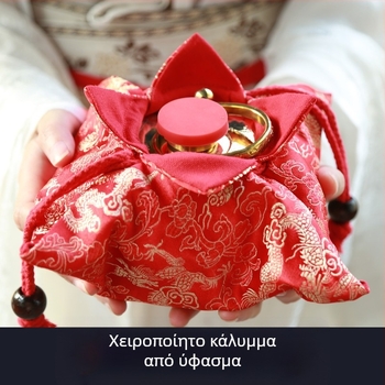 Θερμαντική σακούλα ζεστού νερού από καθαρό χαλκό με χειροποίητο κάλυμμα από ύφασμα με εκτύπωση, γλυκό κάλυμμα θέρμανσης χεριών, αξεσουάρ σε αρχαϊκό στυλ Hanfu