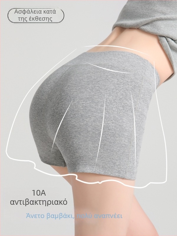 10A Αντιβακτηριακά βαμβακερά κολάν με ενσωματωμένη επένδυση ασφαλείας, αδιάφανες καλοκαιρινές σορτς για γυναίκες
