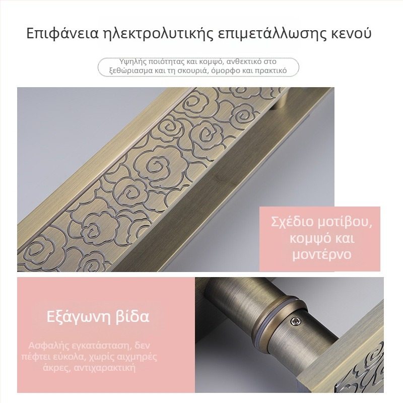 Αρχαϊκή λαβή πόρτας γυάλινης με πλάκα αλουμινίου, φινίρισμα μπρονζέ-μαύρο για συρόμενες πόρτες και ξύλινες πόρτες, πόμολο ξενοδοχείου