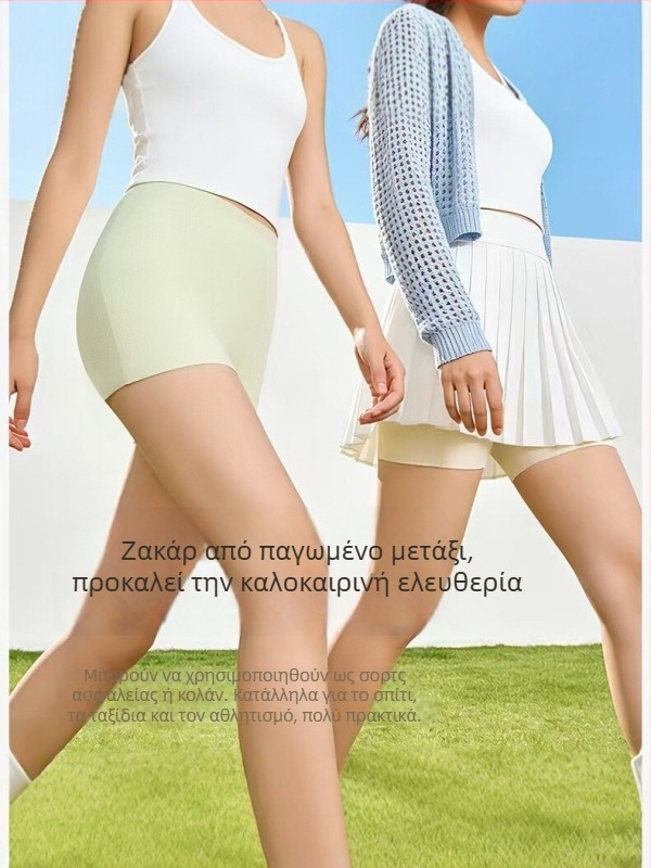 Ice Silk χωρίς ραφές γυναικείες σορτς ασφαλείας, ελαφριά σε μήκος 3/4, διαπνέον Jacquard εσώρουχο για εξωτερική χρήση