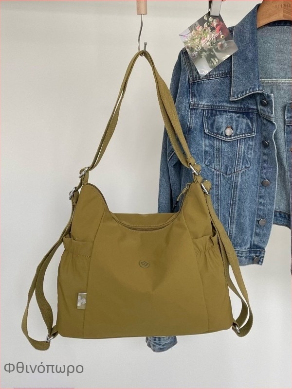 Νάιλον γυναικεία τσάντα tote με μεγάλο χώρο, casual στυλ, πολλές επιλογές μεταφοράς (tote, ώμος, crossbody, σακίδιο)