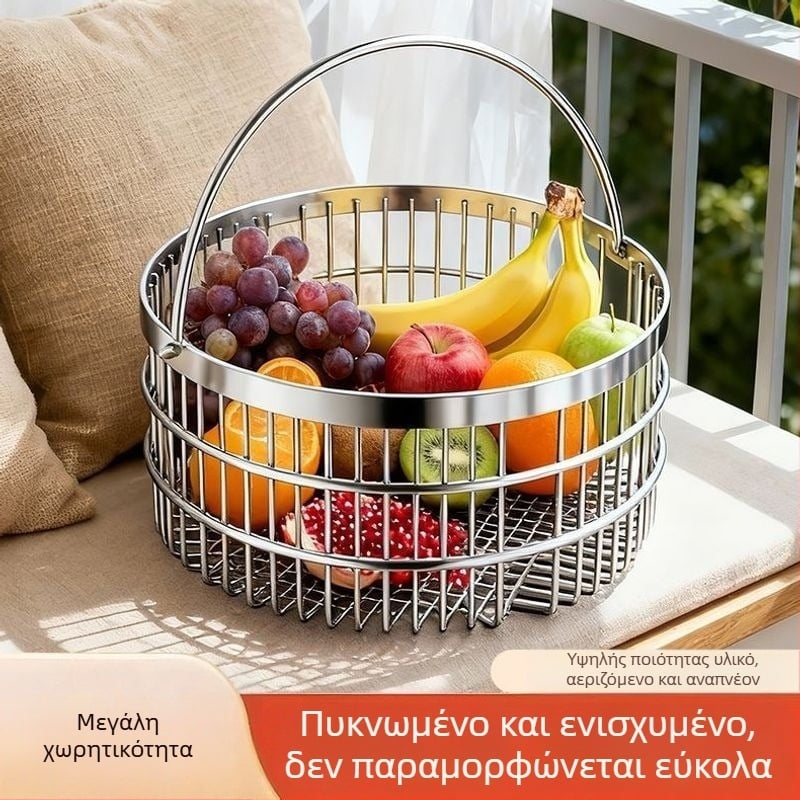 Κουζίνας από ανοξείδωτο ατσάλι: καλάθι φρούτων και λαχανικών με μεγάλη χωρητικότητα, αποστράγγιση, αποθηκευτικός χώρος για σαλόνι, πολυχρηστικός οργανωτής αποθήκευσης