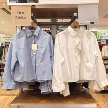 Γυναικείο πουκάμισο από 100% βαμβάκι με ριγές, μακρύ μανίκι, γιακά πόλο, χαλαρή γραμμή, φθινόπωρο 2025, κωδ. 480485 479678