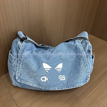 Τσάντα ώμου από denim, μεγάλη χωρητικότητα, για καθημερινή χρήση, unisex