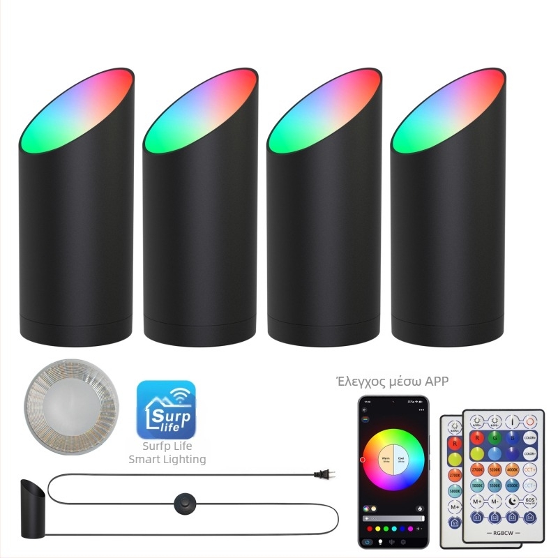 RGB LED γωνιακό φως με περιβαλλοντικό φωτισμό, τηλεκοντρόλ, χρονόμετρο, ρυθμιζόμενος δέσμος σε κλίση, φωτιστικό δαπέδου με διακόπτη ποδιού