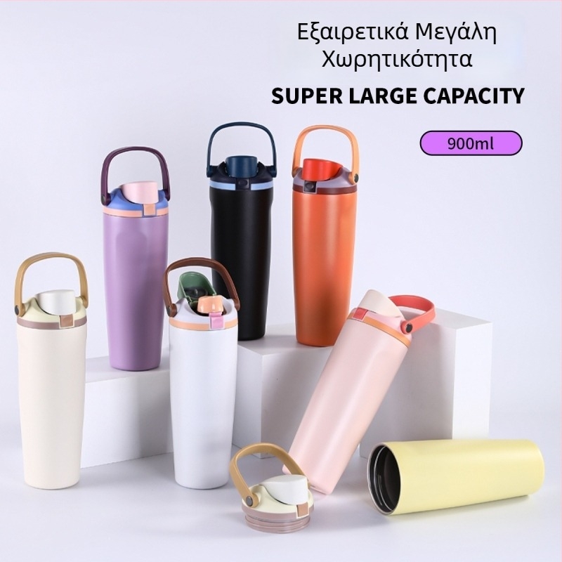 Νέο μινιμαλιστικό ποτήρι αυτοκινήτου 30oz με μεγάλη χωρητικότητα, εσωτερικά 304 ανοξείδωτο και εξωτερικά 201, με μόνωση κενού, φορητό υπαίθριο μπουκάλι