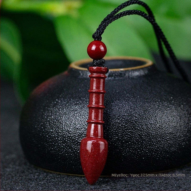 Χειροποίητο κολιέ μενταγιόν από κιννάμπαρ Wenchang Pen, με βασιλική μωβ χρυσή άμμο