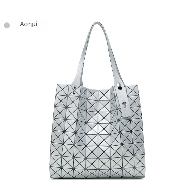 Τσάντα Tote με γεωμετρικό quilting, 8 θήκες, μεγάλο τετράγωνο σχήμα, PVC
