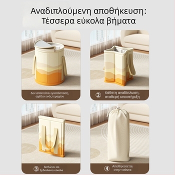 Οικιακή αναδιπλούμενη λεκάνη ποδιών για μπάνιο, φορητή και εξοικονομεί χώρο, με επεκταμένο и ενισχυμένο σχεδιασμό, χειρολαβή μεταφοράς
