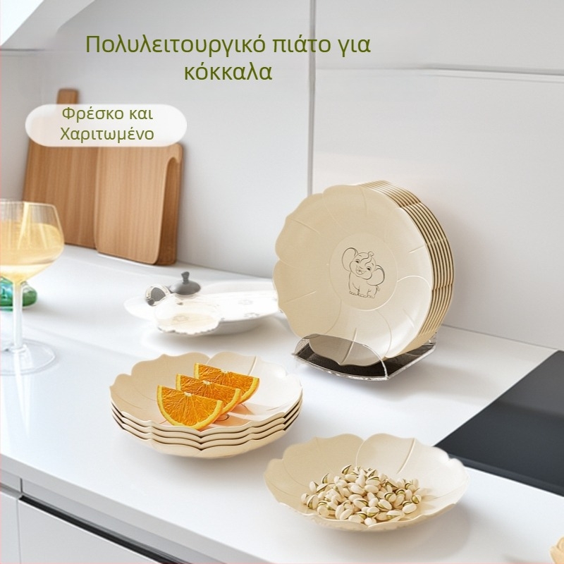 Πλαστικό κυκλικό πιάτο με σχέδιο καρτούν για σνακ, φρούτα και επιδορπίες