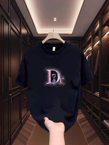 Ανδρικό T‑shirt από βαμβάκι υψηλής ποιότητας, αμερικάνικου στυλ, με γεωμετρικό print, κοντό μανίκι, στρογγυλός λαιμός, καλοκαιρινή καθημερινή χρήση
