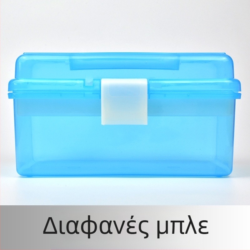 Διόροφος πλαστικός φορητός κάδος αποθήκευσης με χερούλι για μολύβια, καλλιτεχνικά είδη και φάρμακα