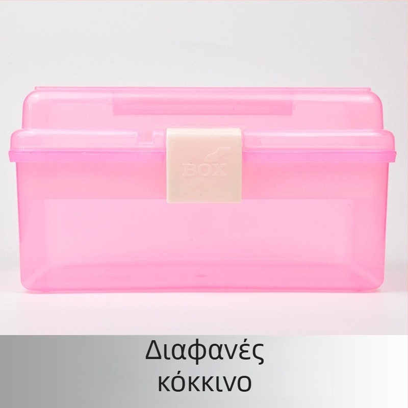 Διόροφος πλαστικός φορητός κάδος αποθήκευσης με χερούλι για μολύβια, καλλιτεχνικά είδη και φάρμακα