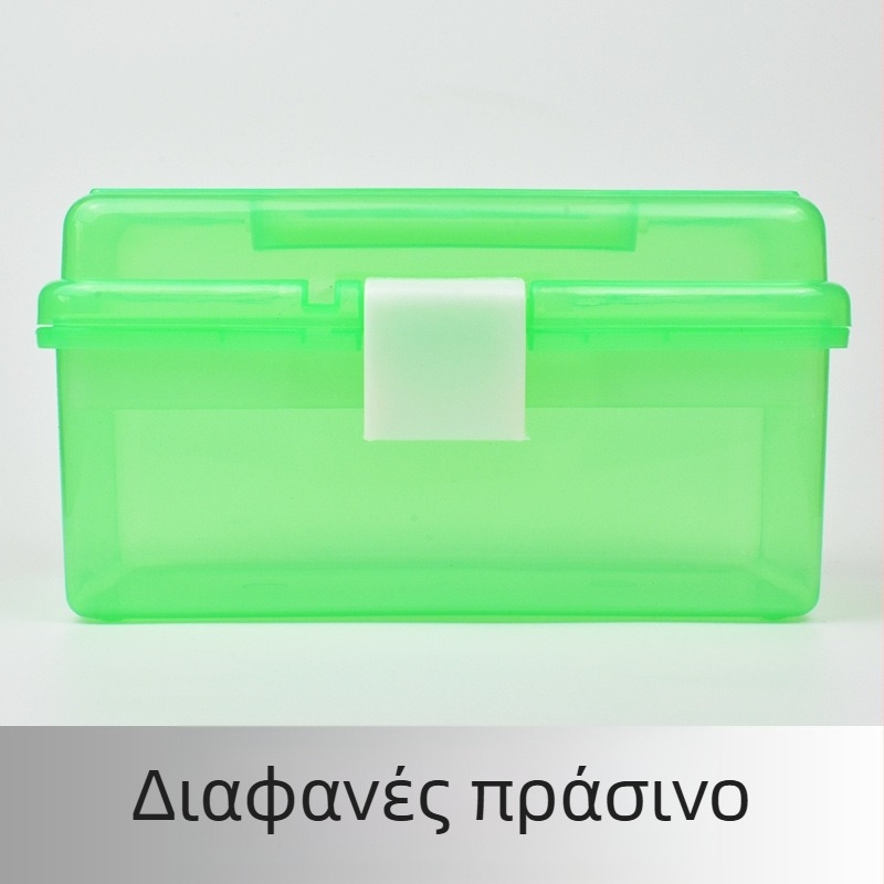 Διόροφος πλαστικός φορητός κάδος αποθήκευσης με χερούλι για μολύβια, καλλιτεχνικά είδη και φάρμακα