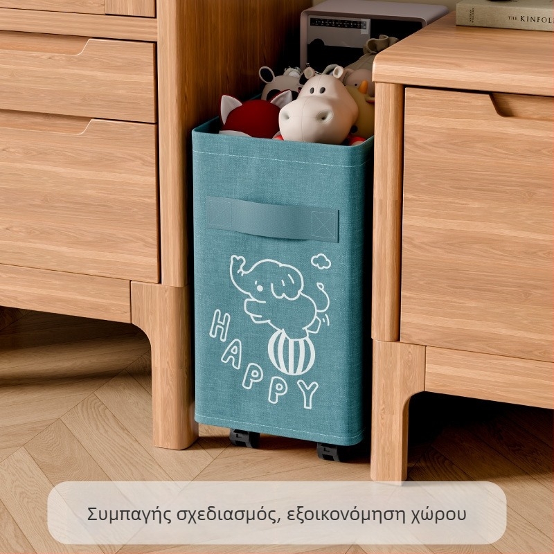 Οικιακό υφασμάτινο καλάθι αποθήκευσης με ρόδες, μετακινούμενος οργανωτής για διάφορα αντικείμενα, με μεγάλη χωρητικότητα για παιχνίδια και σνακ