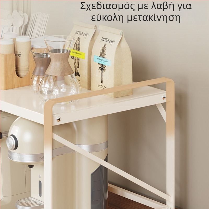 Επεκτειόμενο ράφι αποθήκευσης κουζίνας για μικροκύματα, συσκευή για μαγείρεμα ρυζιού και φούρνο, οργάνωση πάγκου σε μοντέρνο μινιμαλιστικό στυλ