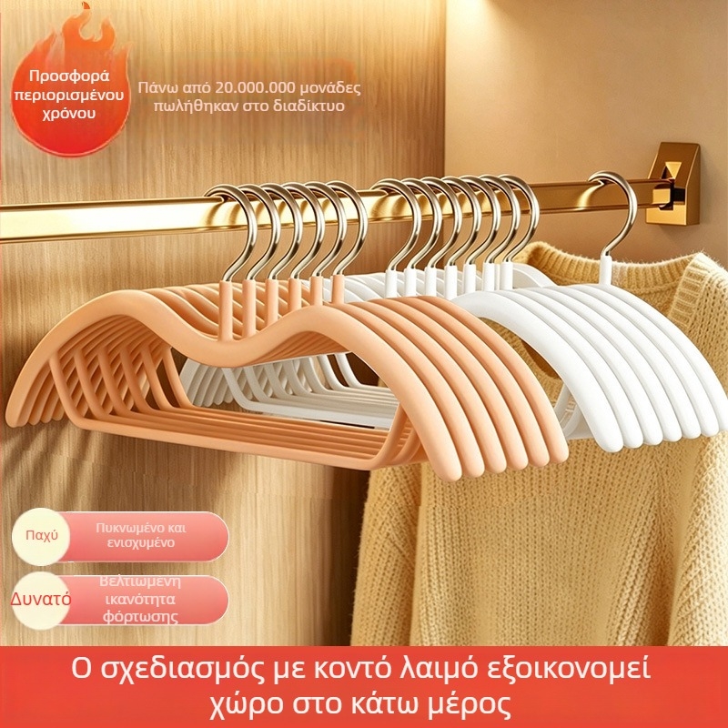 Κρεμάστρα ρούχων με κοντό λαιμό, οικιακή χρήση, χωρίς σημάδια, αποτρέπει τσαλακώματα στους ώμους, εξοικονομεί χώρο, χαμηλού προφίλ για ντουλάπα