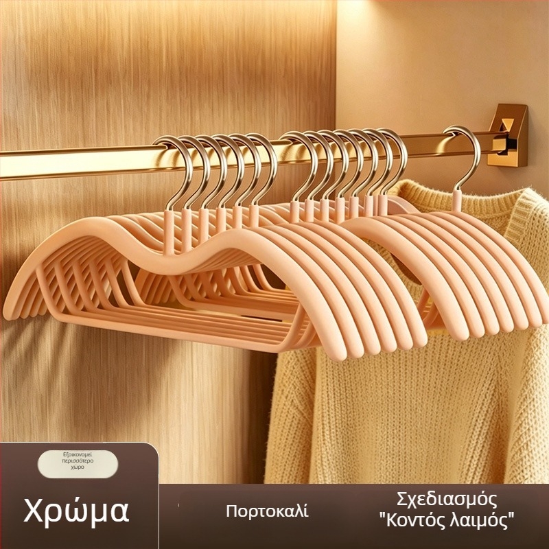 Κρεμάστρα ρούχων με κοντό λαιμό, οικιακή χρήση, χωρίς σημάδια, αποτρέπει τσαλακώματα στους ώμους, εξοικονομεί χώρο, χαμηλού προφίλ για ντουλάπα