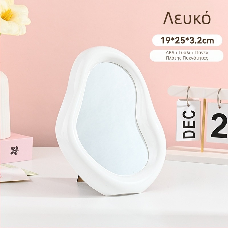 Καθρέφτης μακιγιάζ γραφείου Cream Cloud σε στυλ Instagram, ακανόνιστου σχήματος, για κορίτσια, HD