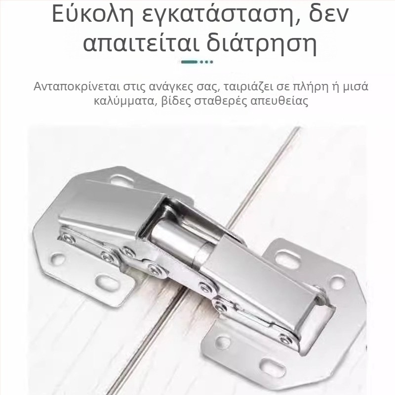 Μεντεσές πόρτας ντουλάπας χωρίς διάτρηση με ελατήριο, ανοξείδωτο ατσάλι, εξοπλισμός γκαρνταρόμπας, υδραυλικός αμορτισέρ, αναδιπλούμενο