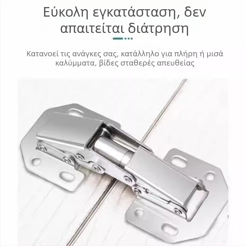 Μεντεσές πόρτας ντουλάπας χωρίς διάτρηση με ελατήριο, ανοξείδωτο ατσάλι, εξοπλισμός γκαρνταρόμπας, υδραυλικός αμορτισέρ, αναδιπλούμενο