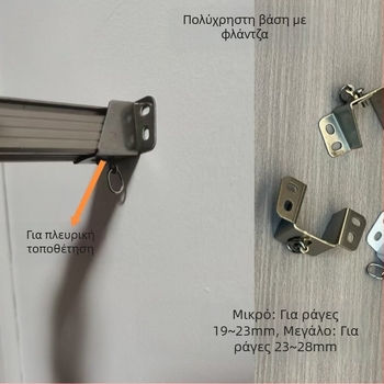 Πολυλειτουργική φλαντζωτή βάση για ράγες κουρτινών, σίδηρος, λευκό, για κρέμασμα