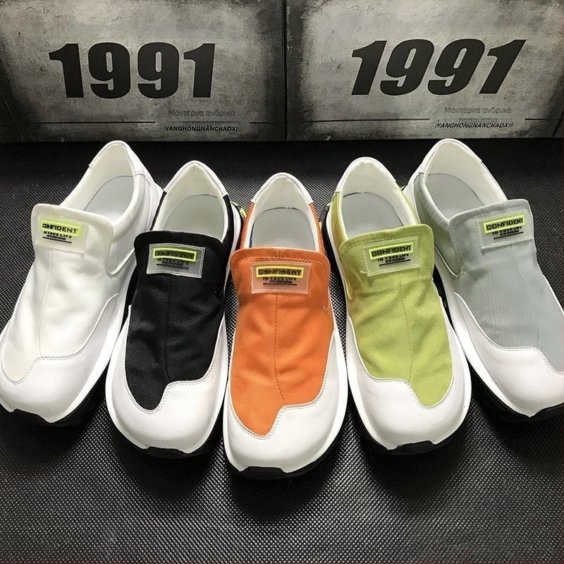 Ανδρικά slip-on παπούτσια από καμβά με φαρδιά σόλα, μοντέρνο κορεατικό στυλ για καθημερινή χρήση