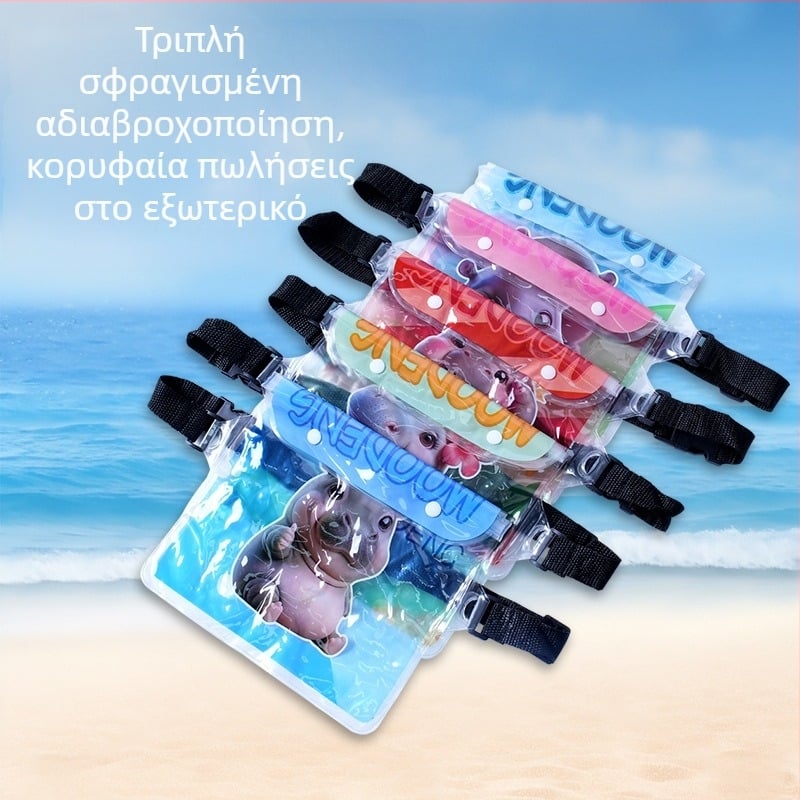 Αδιάβροχη PVC ζώνη μέσης με σχέδιο καρτούν, μεγάλη χωρητικότητα για κινητό, συμβατή με οθόνη αφής, προσαρμόσιμη