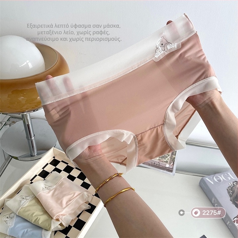 Γυναικείες εσώρουχες από Ice Silk, μεσαία μέση, αντιβακτηριακές, διαπνέουσες, γρήγορο στέγνωμα. Κύριο ύφασμα: νάιλον, επένδυση καβάλου από βισκόζη.