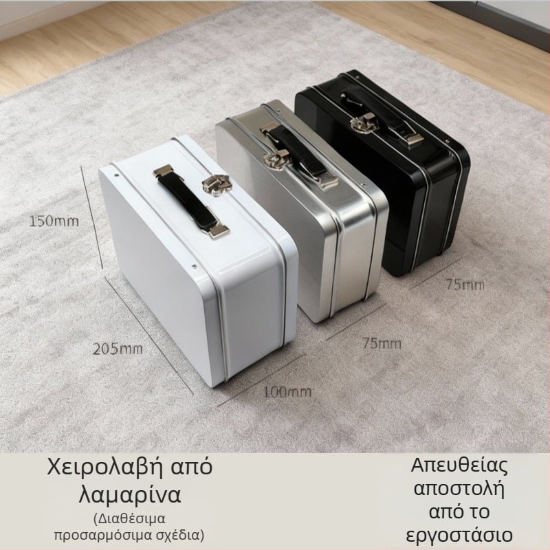 Μεταλλικό κουτί για μεσημεριανό με χερούλι και κλειδωνόμενο καπάκι, συμπαγές κουτί από λαμαρίνα για αποθήκευση δώρων, σφραγισμένο και φορητό
