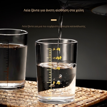Σετ γυάλινα ποτήρια για οινοπνευματώδη ποτά με κλίμακα μέτρησης, ευθύγραμμο σώμα, οικιακή χρήση, χωρητικότητα 1–100 ml