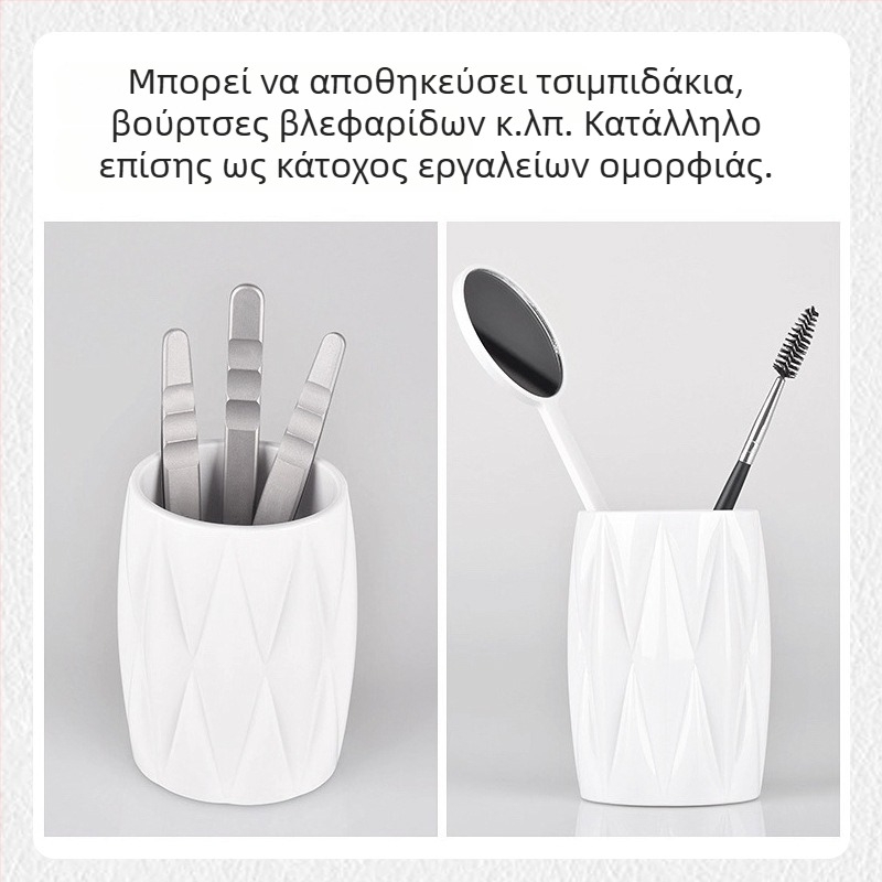 Ακρυλική θήκη αποθήκευσης επιτραπέζια με τρία διαμερίσματα και καπάκι, για μπατονέτες και κόλλα βλεφαρίδων