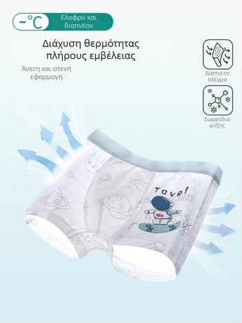 Καλοκαιρινά ελαφριά δικτυωτά εσώρουχα για αγόρια, μποξέρ withσα μεσαίου έως μεγάλου μεγέθους, Κλάση A βαμβάκι, ύφασμα ice silk