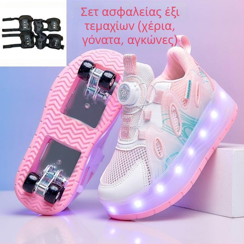 Καλοκαιρινά παπούτσια roller για κορίτσια με φωτιζόμενα τέσσερα ροδάκια и μηχανισμό ανάκλισης με ένα άγγιγμα