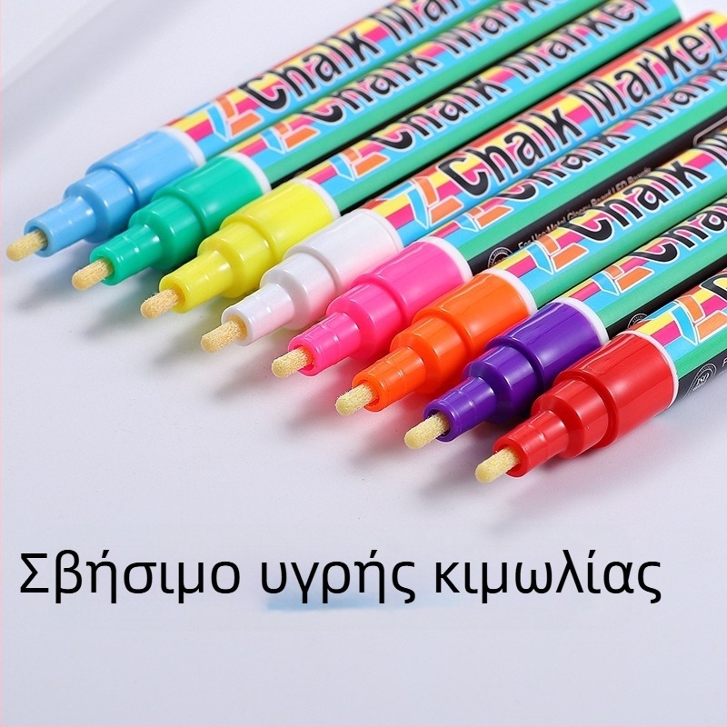 Διπλής άκρης διαγραμμιτής κιμωλίας με υγρή μορφή, διαγράψιμος, για πίνακες λευκού, γυαλί και τέχνη