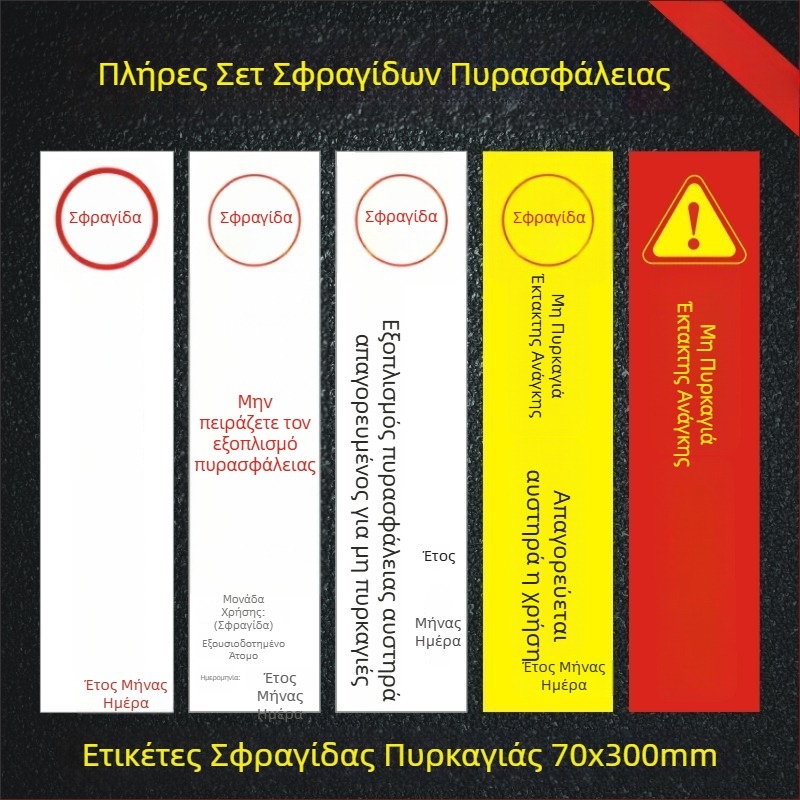 Ετικέτες σφράγισης για θήκη πυροσβεστήρα και κάρτες επιθεώρησης πυροσβεστικού εξοπλισμού