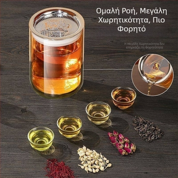 Ολοκληρωμένο σε ένα τσαγιέρ με σύμβολο τύχης, διαχωριστής τσαγιού και νερού, κομψή κούπα, εργαλείο εύκολης παρασκευής τσαγιού