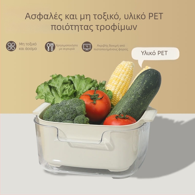 Μεγάλος κάδος στράγγισης κουζίνας, διπλού επιπέδου πλαστικός κάδος για πλύσιμο λαχανικών, πολυλειτουργικός