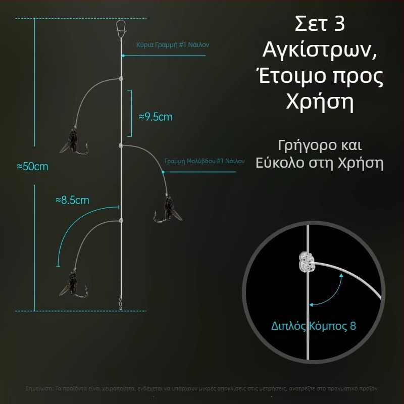 Σετ εξοπλισμού για ψάρεμα με μύγες: συνδεμένη γραμμή, αγκίστρια μύγας και δολώματα