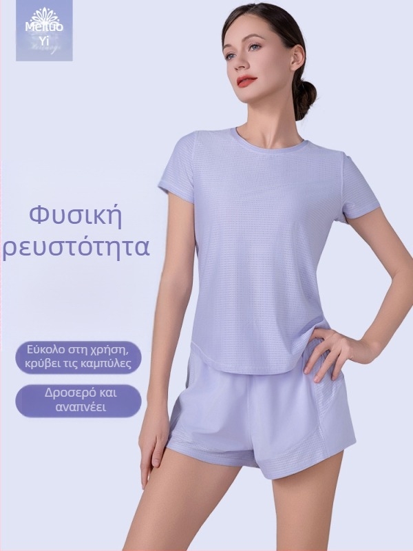 Γυναικείος αθλητικός σετ για γυμναστική: επαγγελματικό πρωινό τρέξιμο, γρήγορο στέγνωμα, άνοιξη-καλοκαίρι, ελαφρύ και διαπνέον, χαλαρή γραμμή, ρούχα γιόγας υψηλής ποιότητας