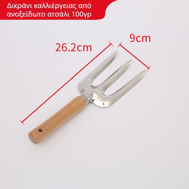 Σετ 11 τεμαχίων εργαλείων κήπου από ανοξείδωτο ατσάλι — hoe, trowel και rake, για φύτευση και γλάστρες