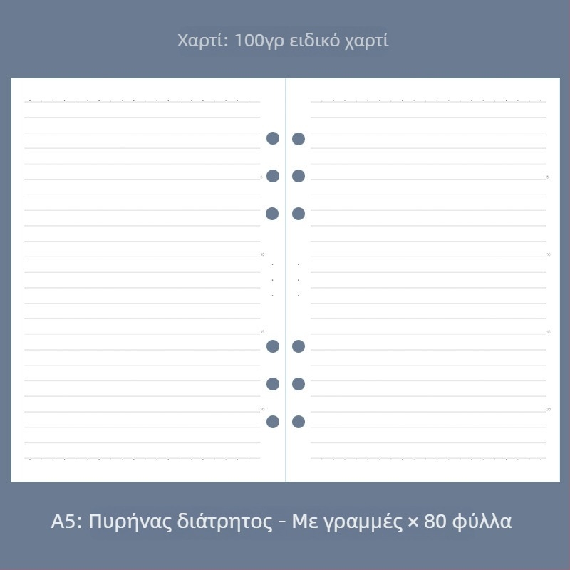 Α5 σημειωματάριο για λογιστικά με έξι οπές, τετράγωνη πλέξη με κουκκίδες, εβδομαδιαίο και μηνιαίο πλάνο