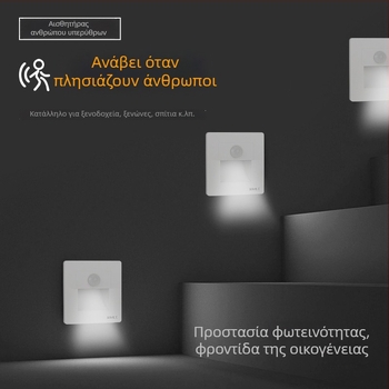 86-τύπου εντοιχισμένο LED φως βάσης με αισθητήρα κίνησης για γωνίες, διαδρόμους και σκάλες – νυχτερινό φως εξοικονόμησης ενέργειας